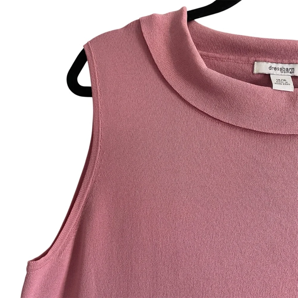 Dressbarn Sleeveless Knit Top Dusty Rose Pink Size 14 16 Lightweight Sweater